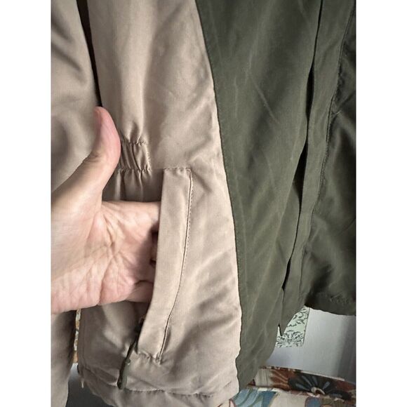 Equi Theme Womens Coat Jacket Removable Liner Zip Pockets Green Tan XS bv - Picture 4 of 10